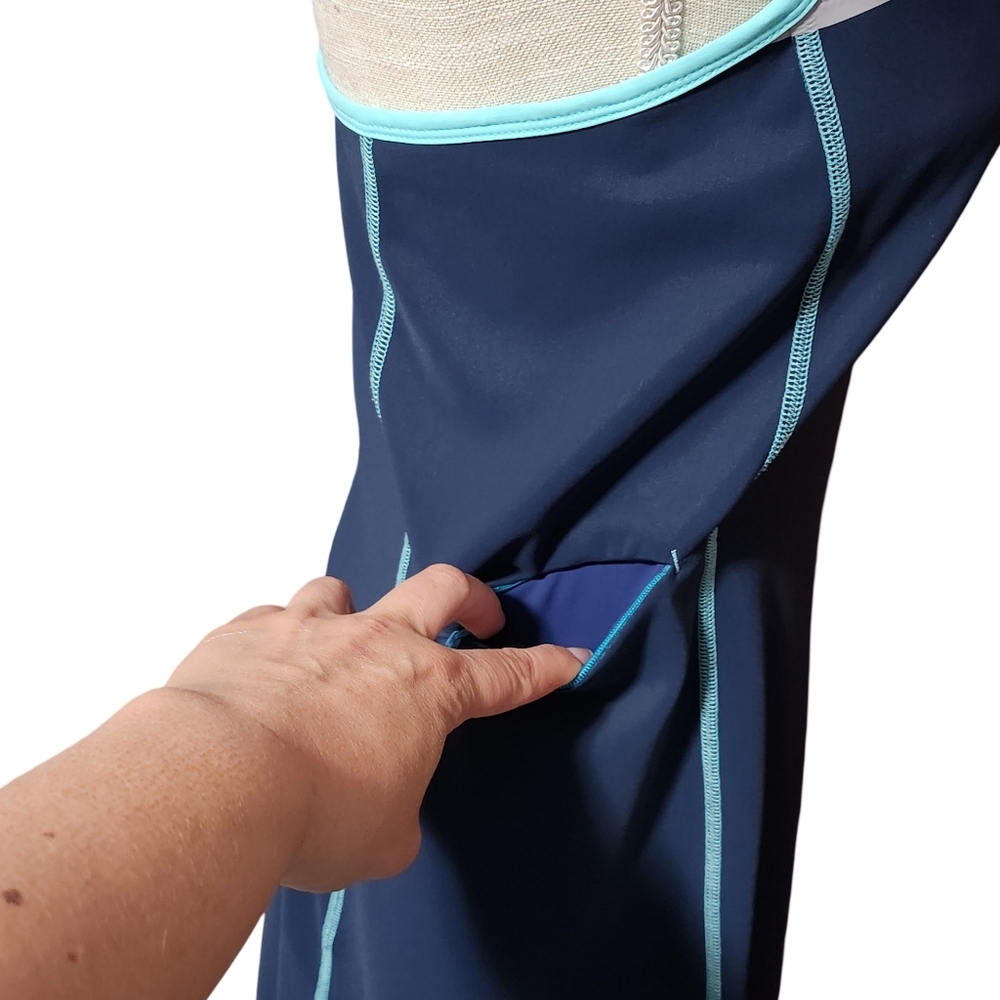 TITLE NINE Athletic Dress Womens Medium Navy Blue Aqua Sleeveless Racerback - Picture 8 of 14